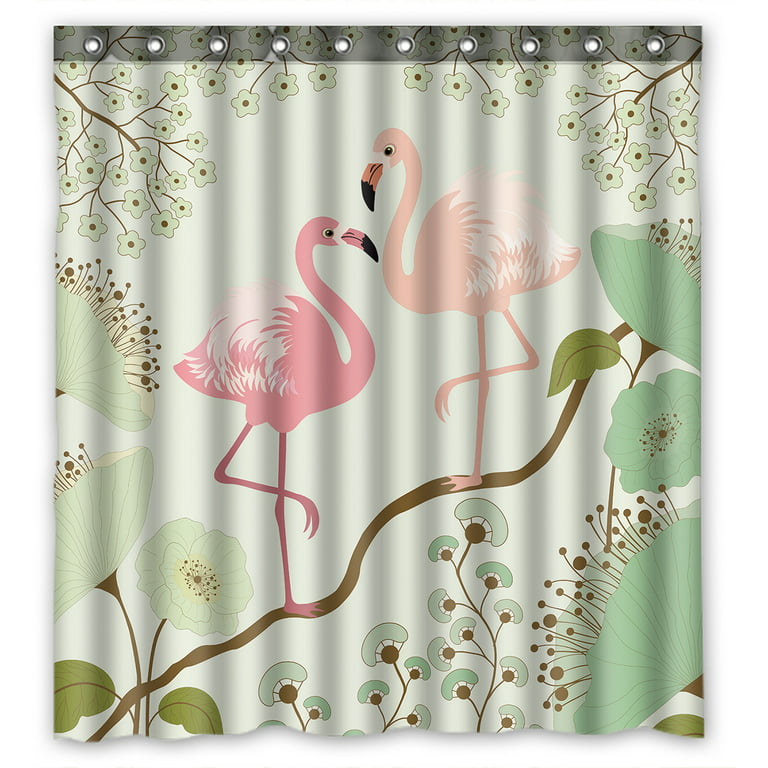 Flamingo Printing Curtain Thick Cloth Bathroom Toilet Shower Room Waterproof